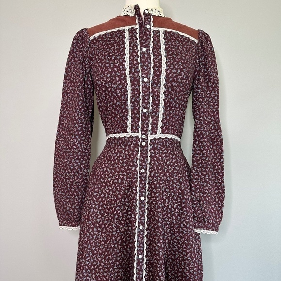 GUNNE SAX Jessica McClintock Cottagecore Prairie Midi Dress Buttons Front Sz M? - Picture 4 of 16